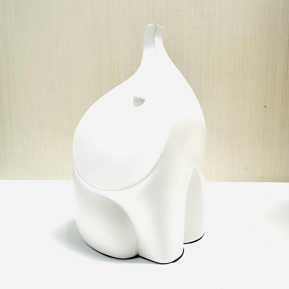 Vintage Jonathan Adler Style Modernist White Elephant Bookend Figurine Sculpture